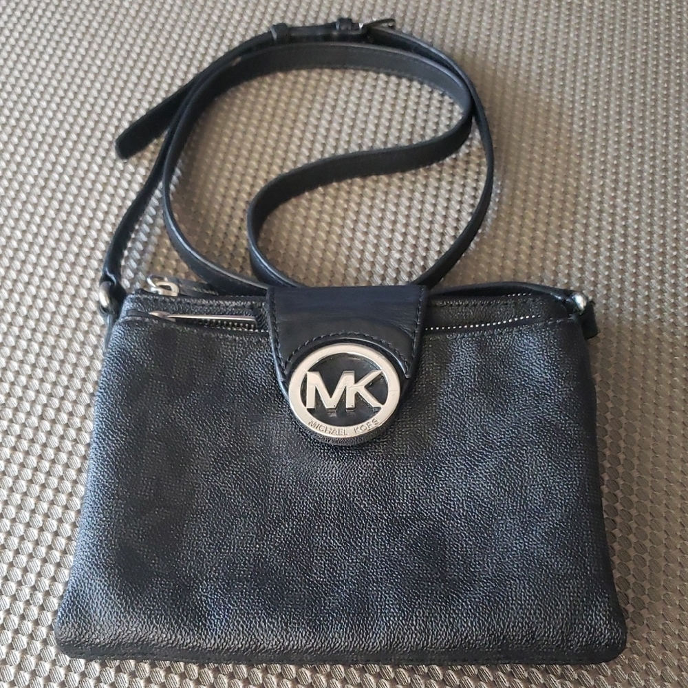 Michael Kors Black Crossbody Bag with Silver Logo